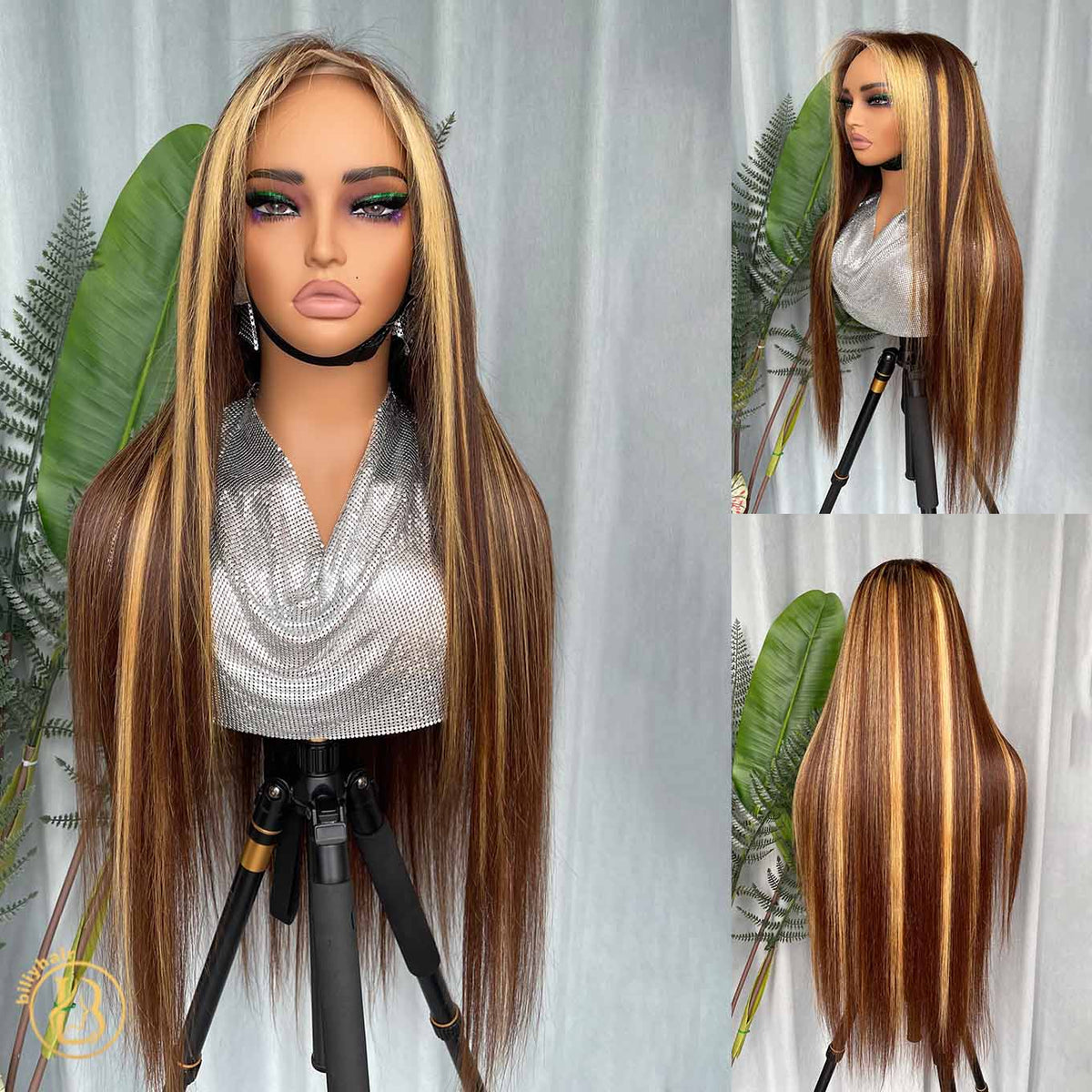 Biliy Hair Piano Colorful Wig 13x6 Frontal Straight  Wave 200% density Wig NO.2 texture